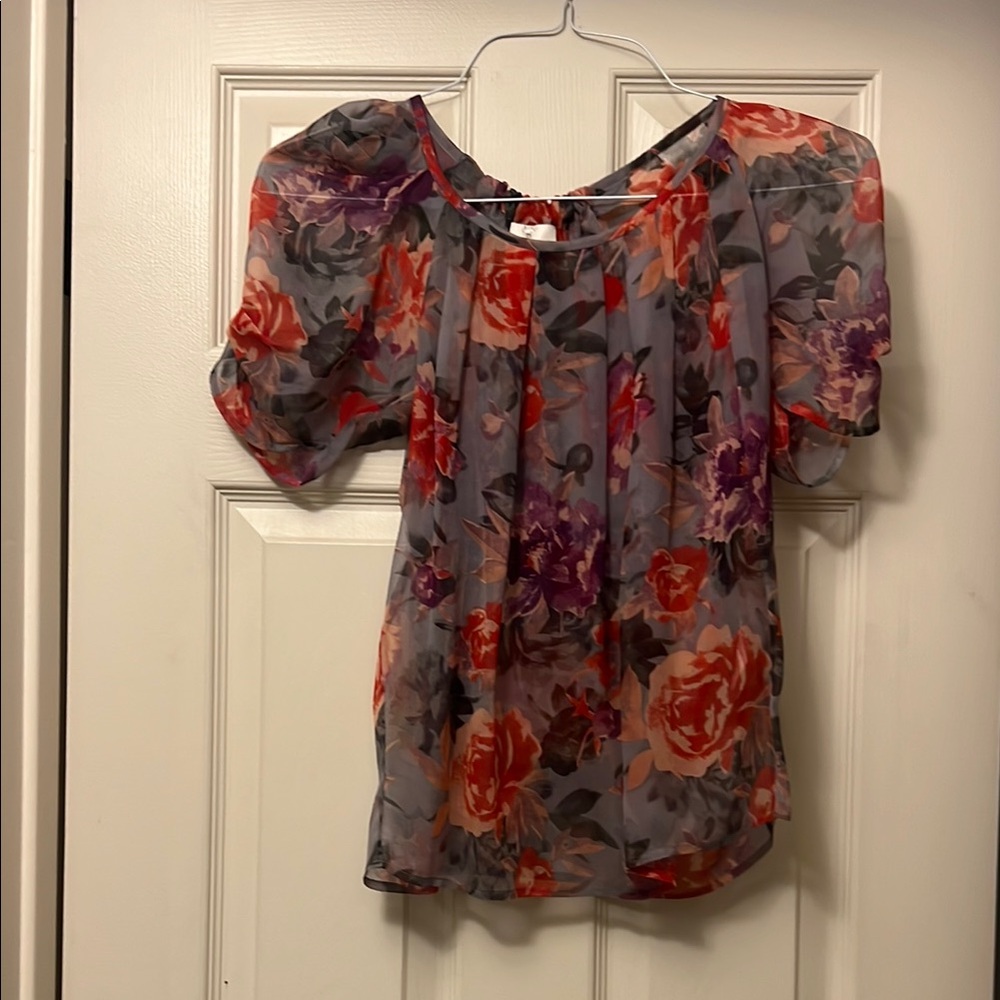 Floral Print Sheer Women's Top